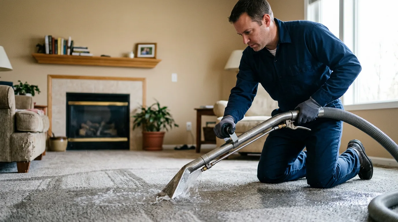 Water damage restoration technician working near Longview, WA